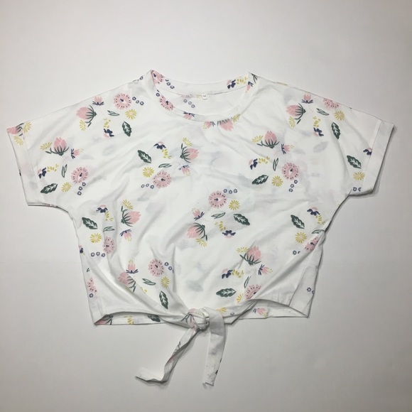Tops - NWOT White Floral Tie Shirt Tops - NWOT White Floral Tie Shirt